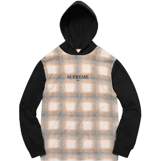 Supreme Shadow Plaid Hooded L/S Top - Brown Supreme