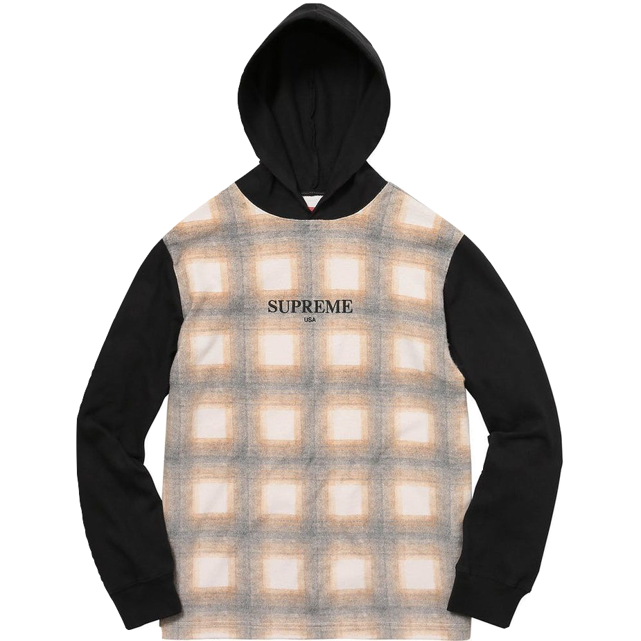 Supreme Shadow Plaid Hooded L/S Top - Brown