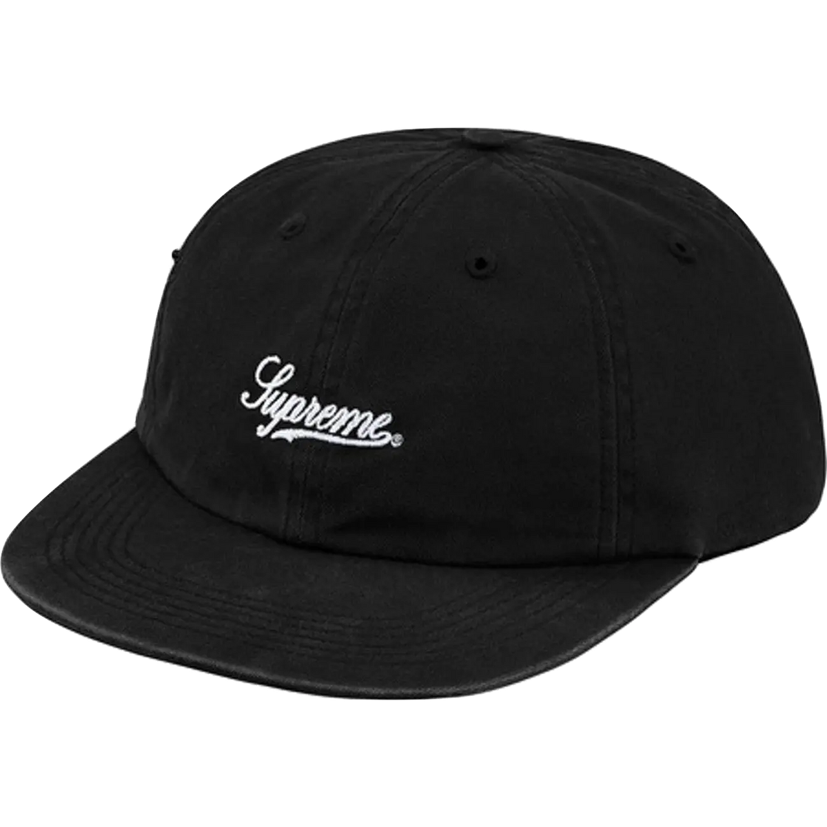 Supreme Side Pocket Script Logo 6-Panel - Black Supreme