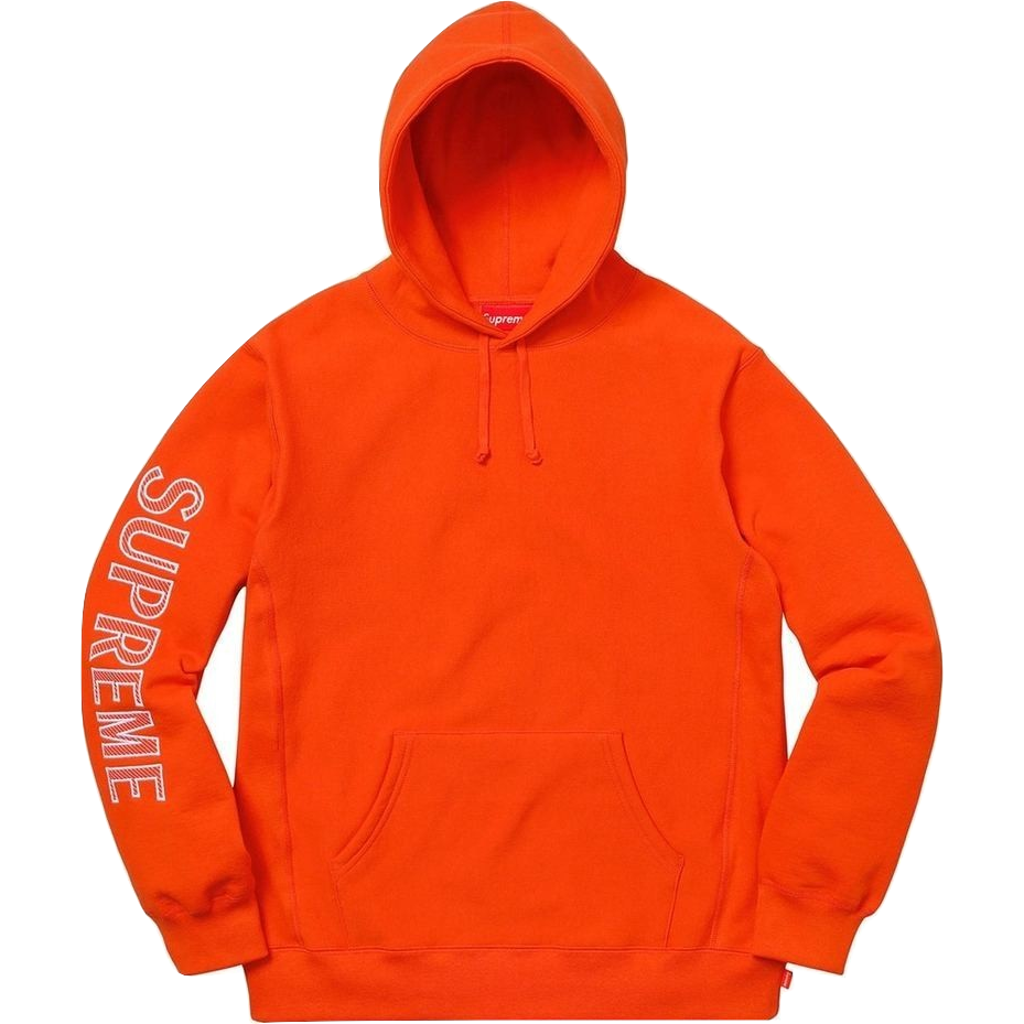 Supreme Sleeve Embroidery Hooded Sweatshirt - Orange