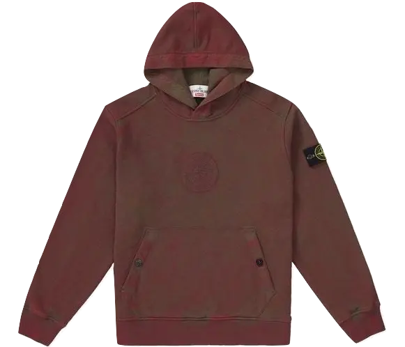 Supreme x Stone Island Hooded Sweatshirt SS19 - Red - Used Supreme