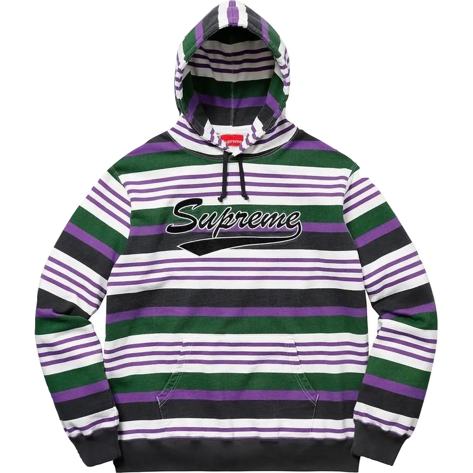 Supreme Stripe Hooded Sweatshirt - Purple/Green Supreme