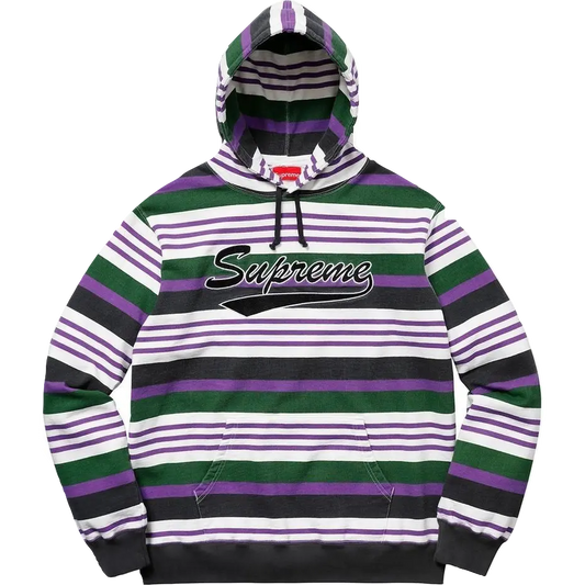 Supreme Stripe Hooded Sweatshirt - Purple/Green Supreme