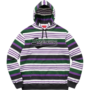 Supreme Stripe Hooded Sweatshirt - Purple/Green