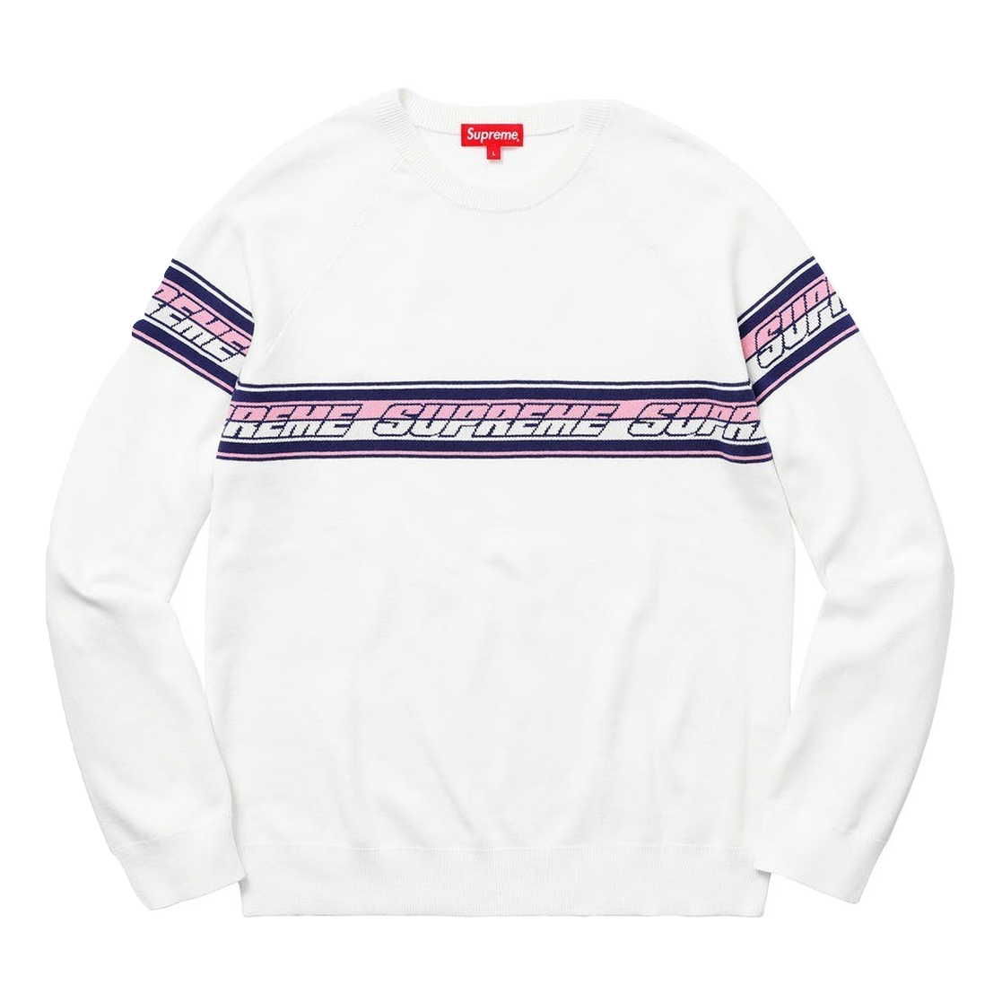 Supreme Striped Raglan Sweater - Off White
