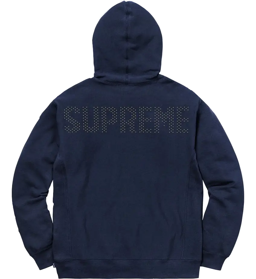 Supreme Studded Hooded Sweatshirt - Navy Supreme