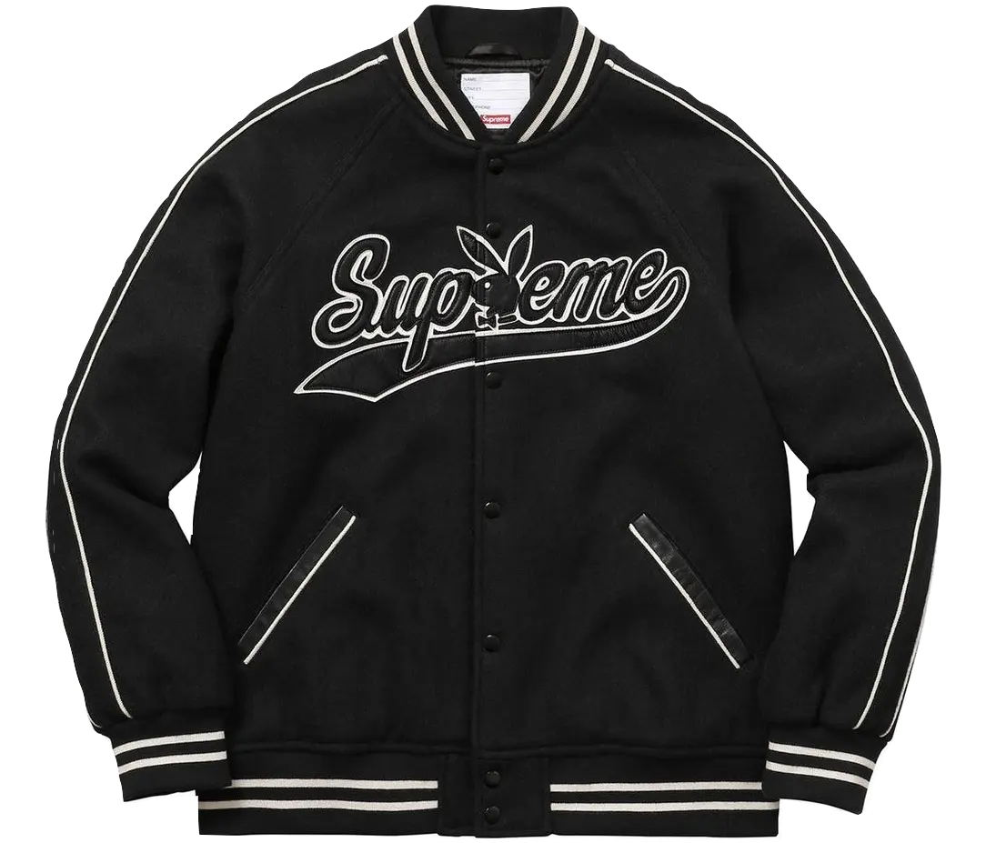 Supreme Playboy Wool Varsity Jacket - Black Supreme