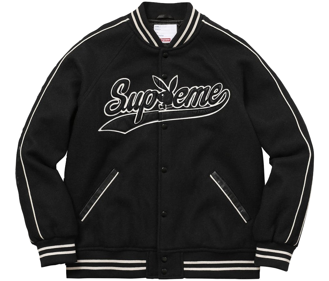 Supreme Playboy Wool Varsity Jacket - Black