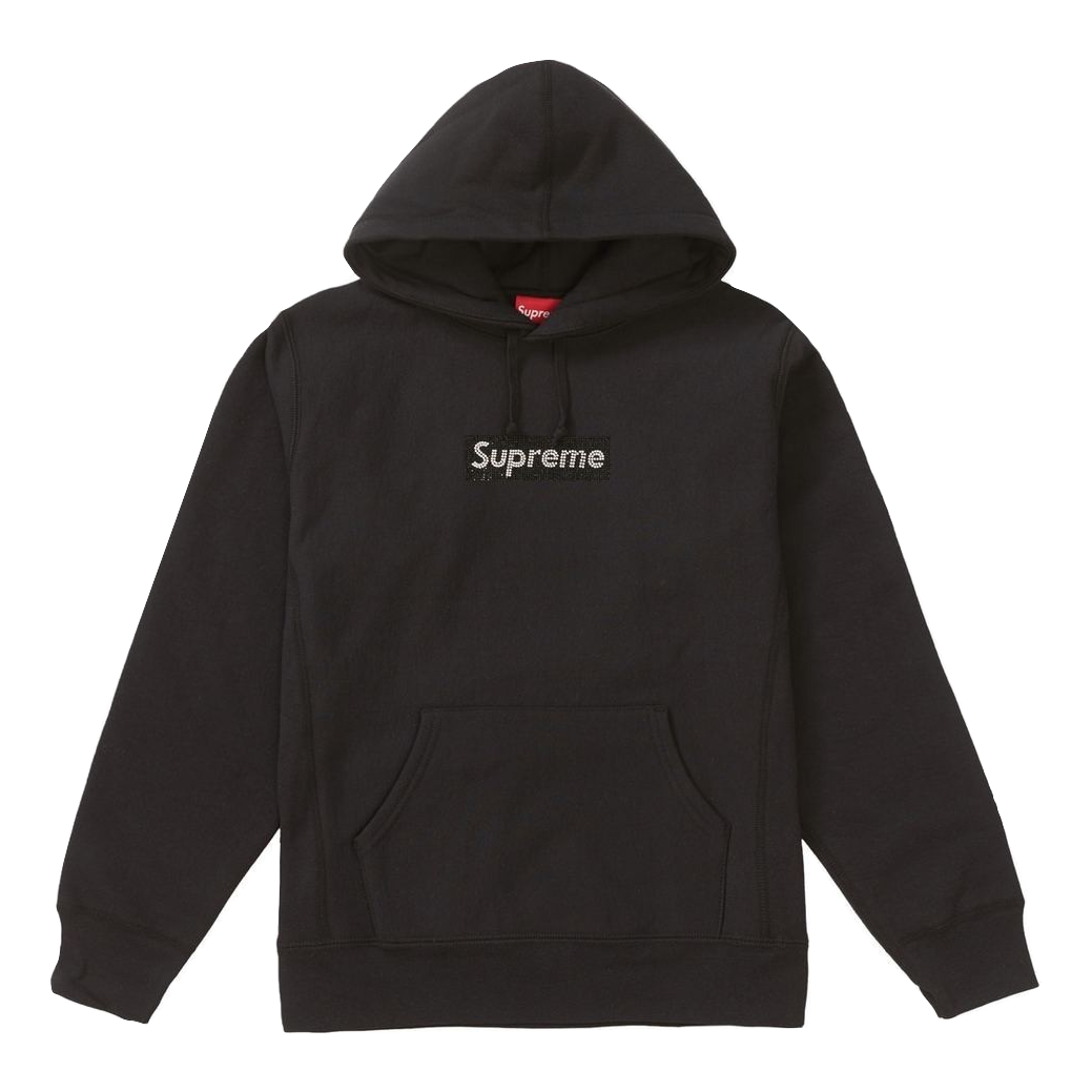 Supreme Swarovski Box Logo Hooded Sweatshirt - Black - Used Supreme