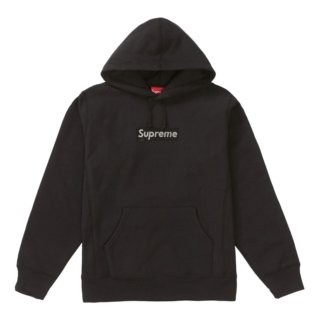Supreme Swarovski Box Logo Hooded Sweatshirt - Black - Used