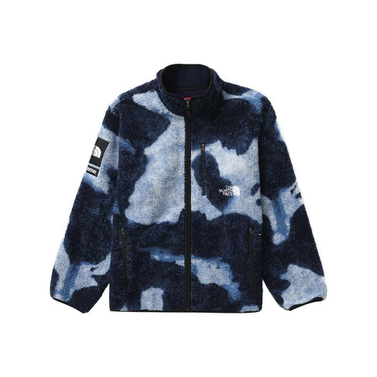 Supreme The North Face Bleached Denim Print Fleece Jacket - Indigo Supreme