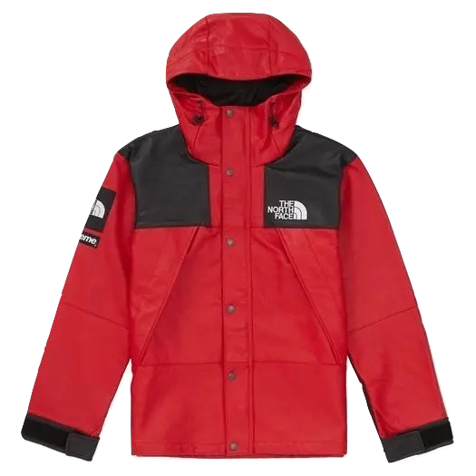 Supreme x The North Face Leather Mountain Parka - Red Supreme