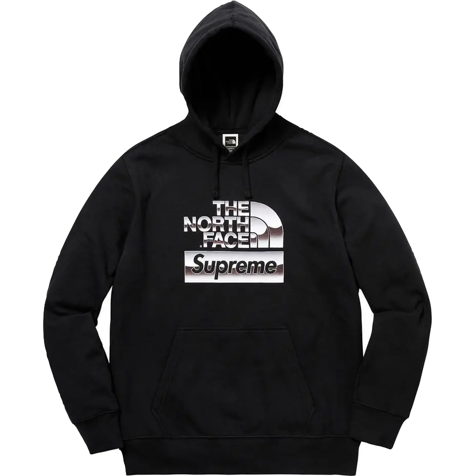 Supreme x The North Face Metallic Logo Hooded Sweatshirt - Black Supreme