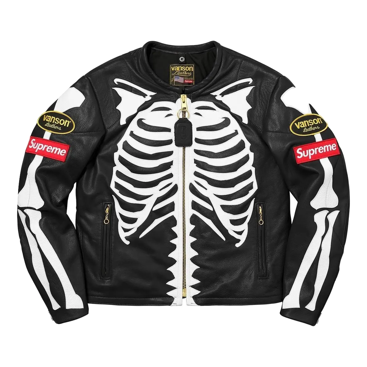 Supreme Vanson Leather Bones Jacket - Black - Used Supreme