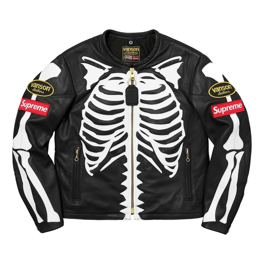 Supreme Vanson Leather Bones Jacket - Black - Used