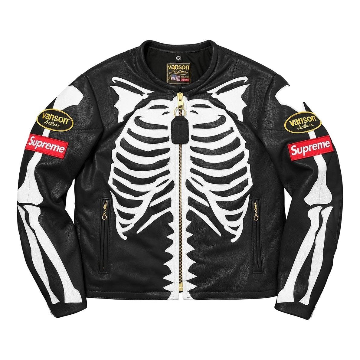 Supreme Vanson Leather Bones Jacket - Black - Used