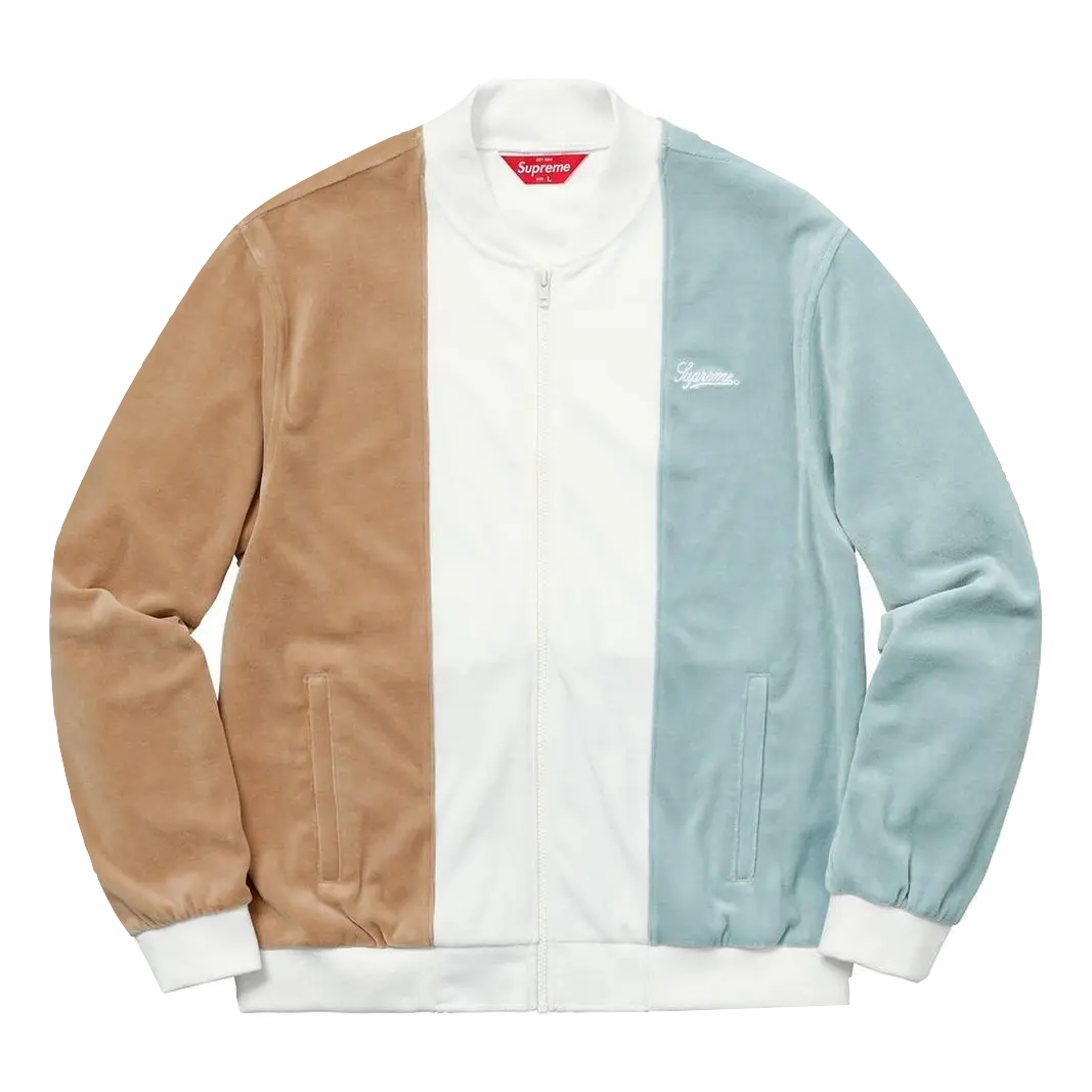 Supreme Velour Zip Up Jacket Tan Supreme