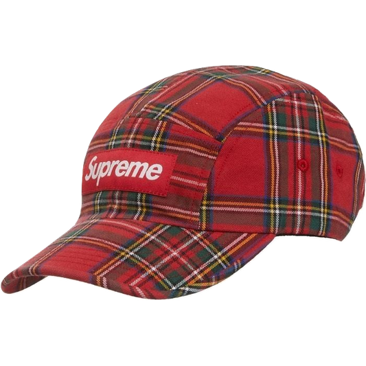 Supreme Washed Chino Twill Camp Cap - Red Tartan