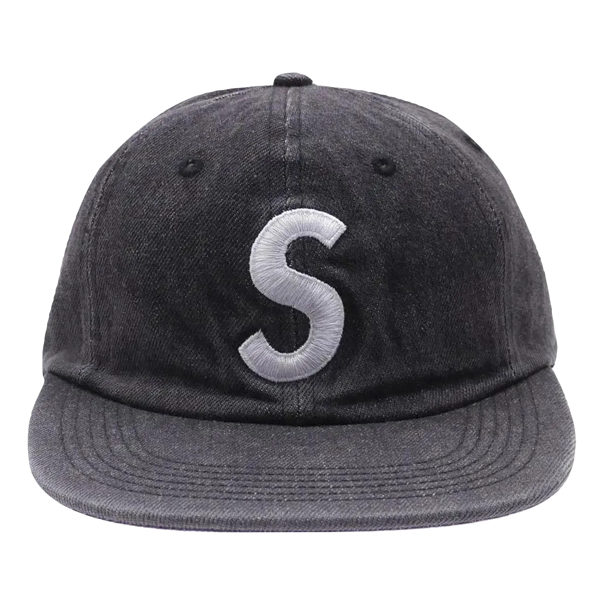 Supreme Washed Denim S Logo 6 Panel - Black Supreme