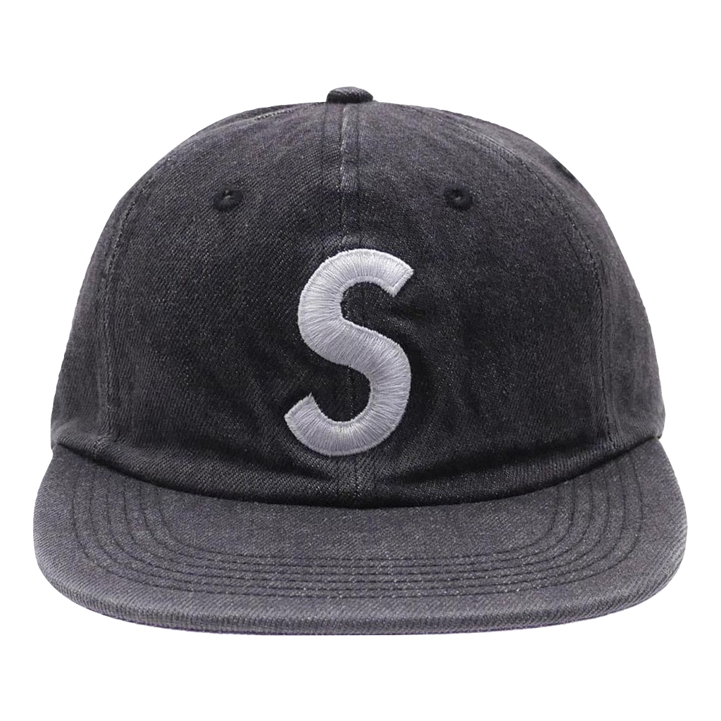 Supreme Washed Denim S Logo 6 Panel - Black
