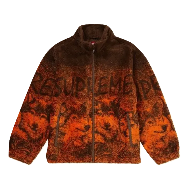 Supreme Wolf Fleece Jacket - Brown Supreme