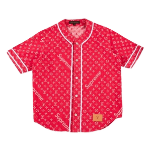 Supreme x Louis Vuitton Jacquard Denim Baseball Jersey sz S, Men's Fashion,  Tops & Sets, Tshirts & Polo Shirts on Carousell
