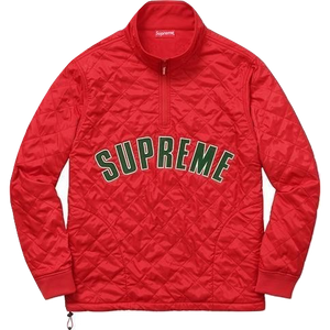 Supreme Arc Logo Quilted Half Zip Pullover Red Grails SF