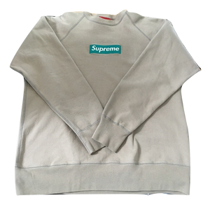 Supreme Box Logo Crewneck - Oatmeal/Teal