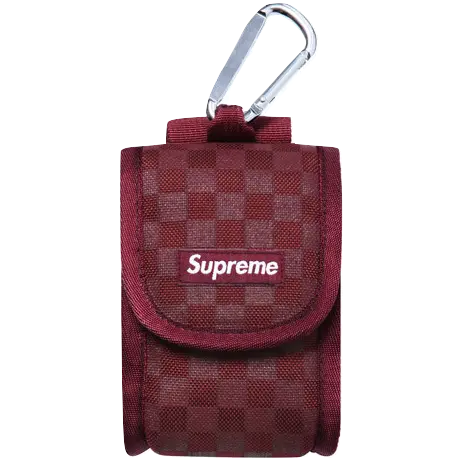 Supreme Printed Check Camera Pouch Red Supreme