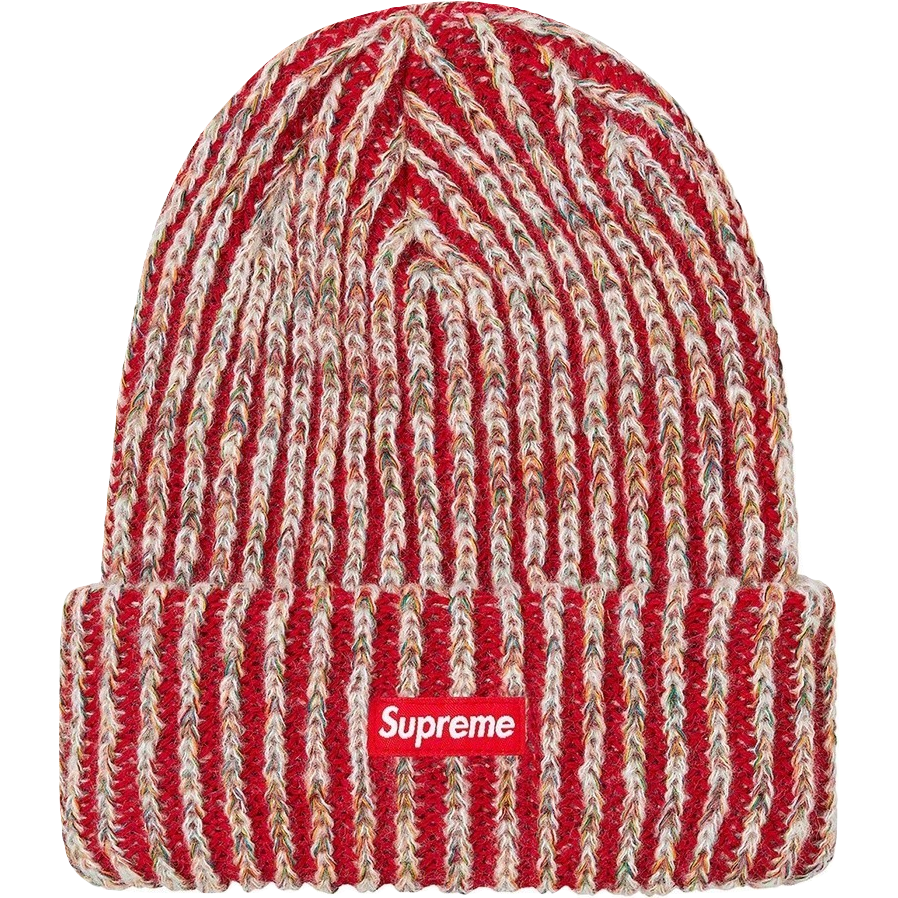 Supreme Rainbow Knit Loose Gauge Beanie - Red