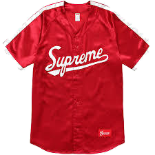 Supreme SS17 Satin Baseball Jersey - Red