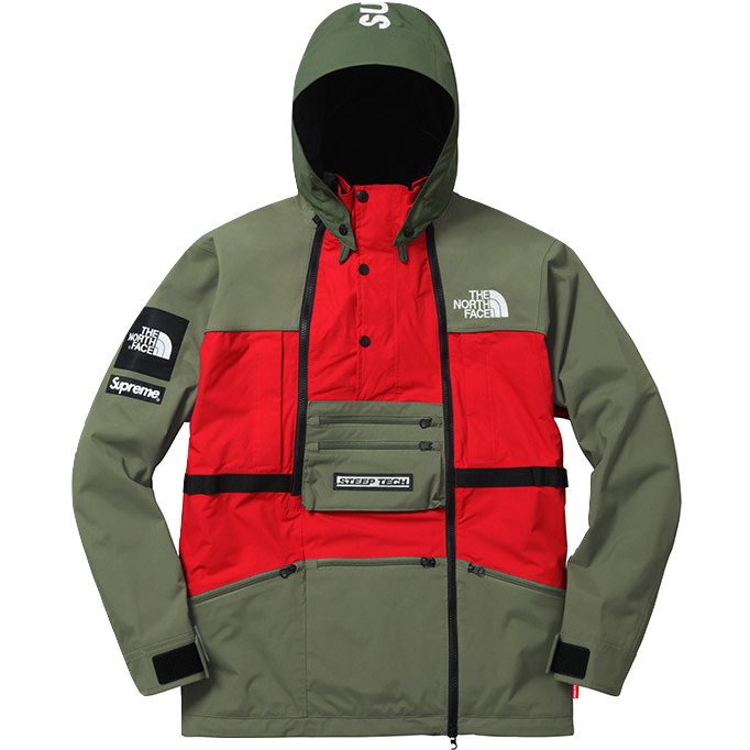 Supreme/The North Face Steep Tech Hooded Jacket - Red/Green