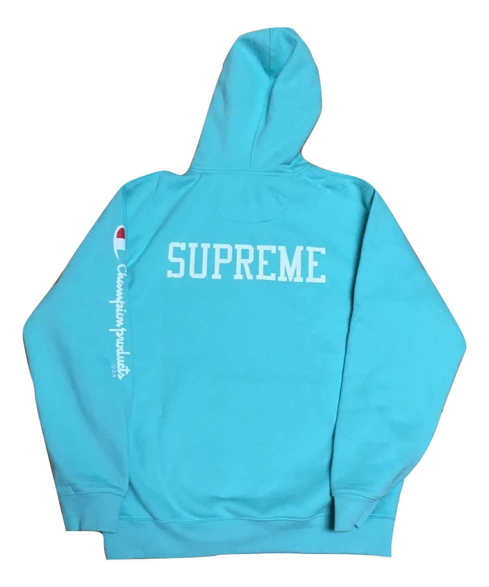 Supreme x Champion Hoodie Aqua Grails SF