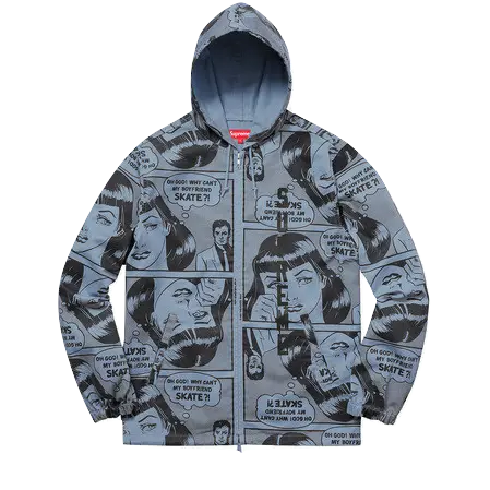 Supreme x Thrasher Boyfriend Full Zip Jacket - Dusty Blue - Used Supreme