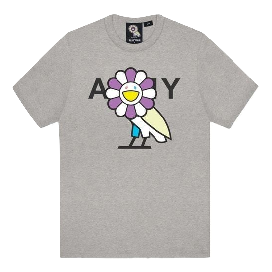 Takashi Murakami x OVO Surplus Flower Owl Tee - Heather Grey - Used Takashi Murakami