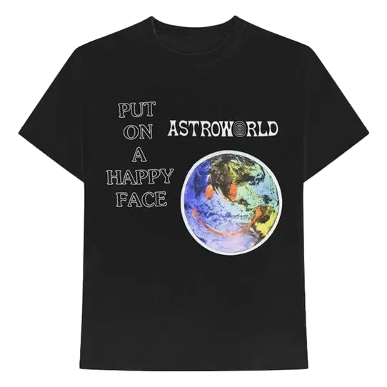 Travis Scott Astroworld Happy Face Tee - Black - Used Travis Scott