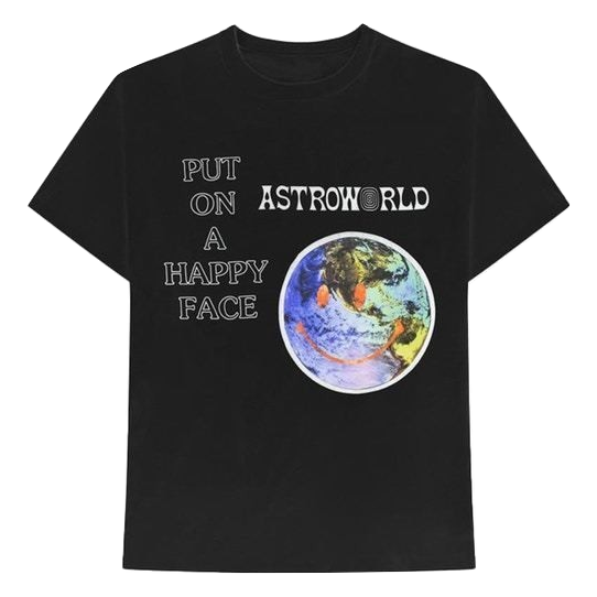 Travis Scott Astroworld Happy Face Tee - Black - Used