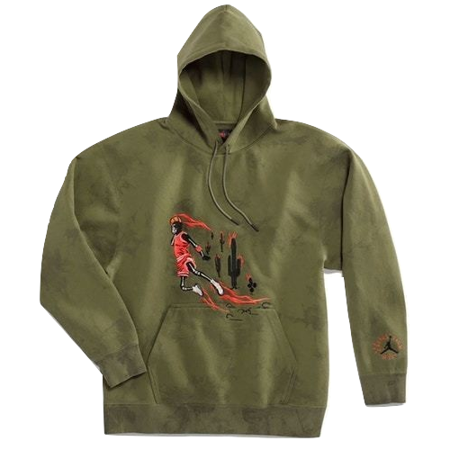 Travis Scott Jordan Washed Suede Hoodie - Olive