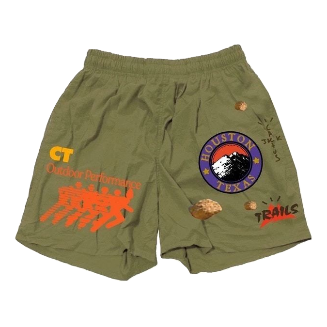 Travis Scott Running Wild Shorts - Military Green Travis Scott