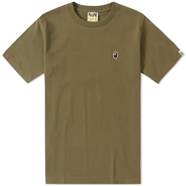 A Bathing Ape Bape Head Patch Tee - Olive Bape