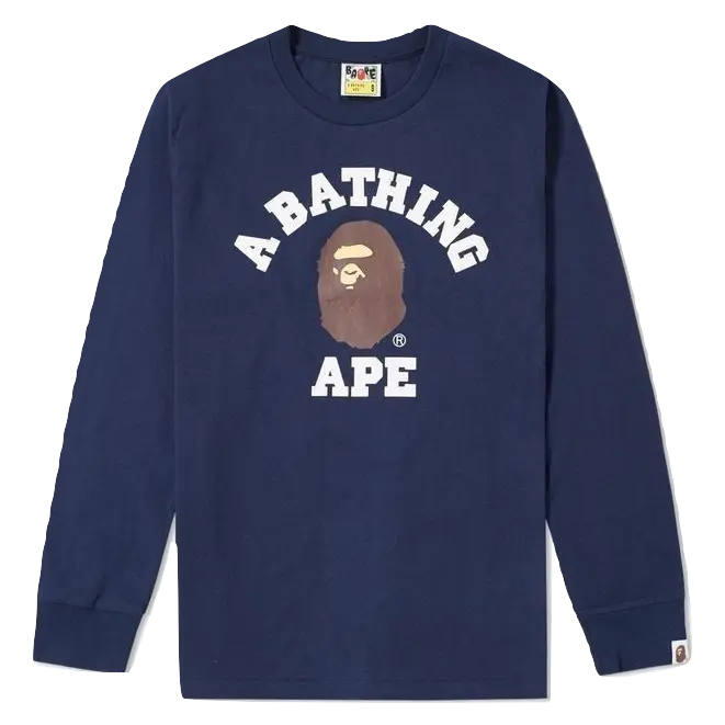 A Bathing Ape College Long Sleeve - Navy Bape