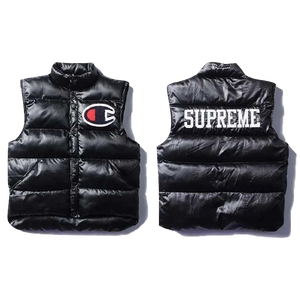 Supreme x Champion Puffy Vest Black Used Grails SF