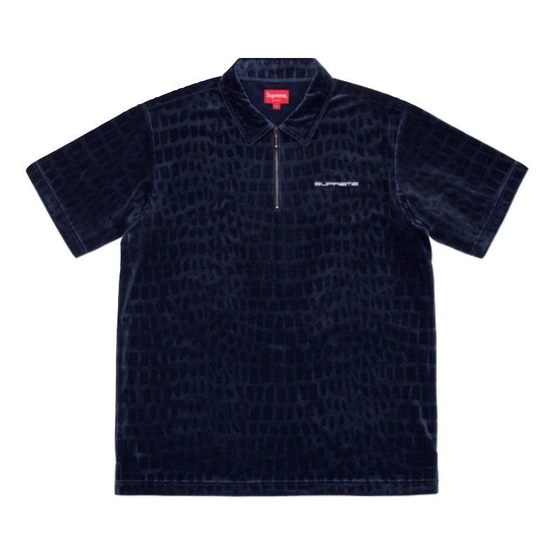 Supreme Velour Croc Zip Polo - Navy - Used Supreme
