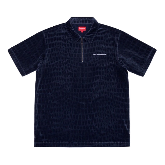 Supreme Velour Croc Zip Polo - Navy - Used