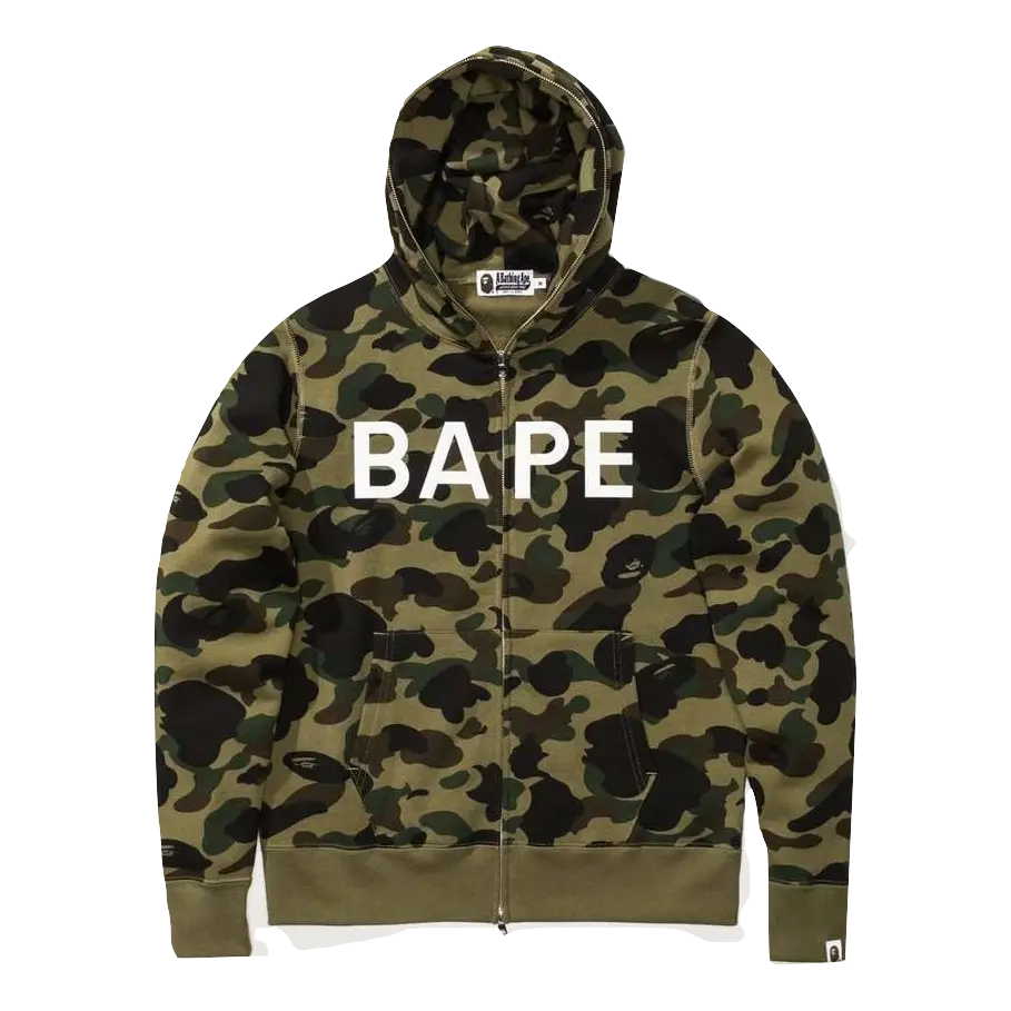 A Bathing Ape 1st Camo Wide Full Zip Hoodie - Green Camo Bape