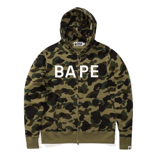 A Bathing Ape 1st Camo Wide Full Zip Hoodie - Green Camo