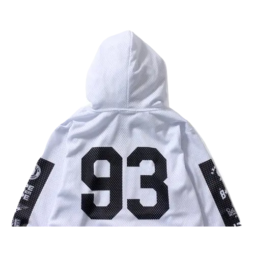 A Bathing Ape Multi Logo Mesh Pullover Hoodie - White - Used Bape