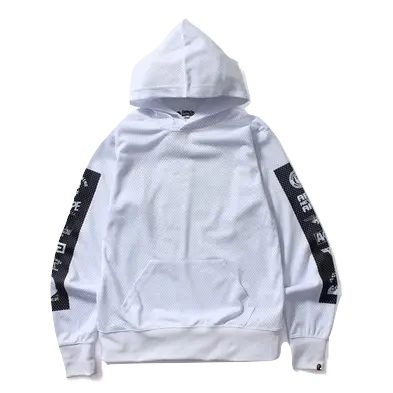 A Bathing Ape Multi Logo Mesh Pullover Hoodie - White Bape