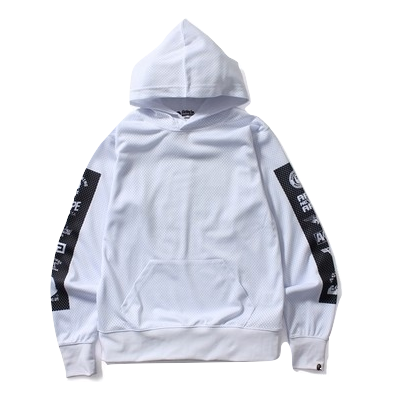 A Bathing Ape Multi Logo Mesh Pullover Hoodie - White - Used
