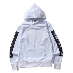 A Bathing Ape Multi Logo Mesh Pullover Hoodie - White - Used